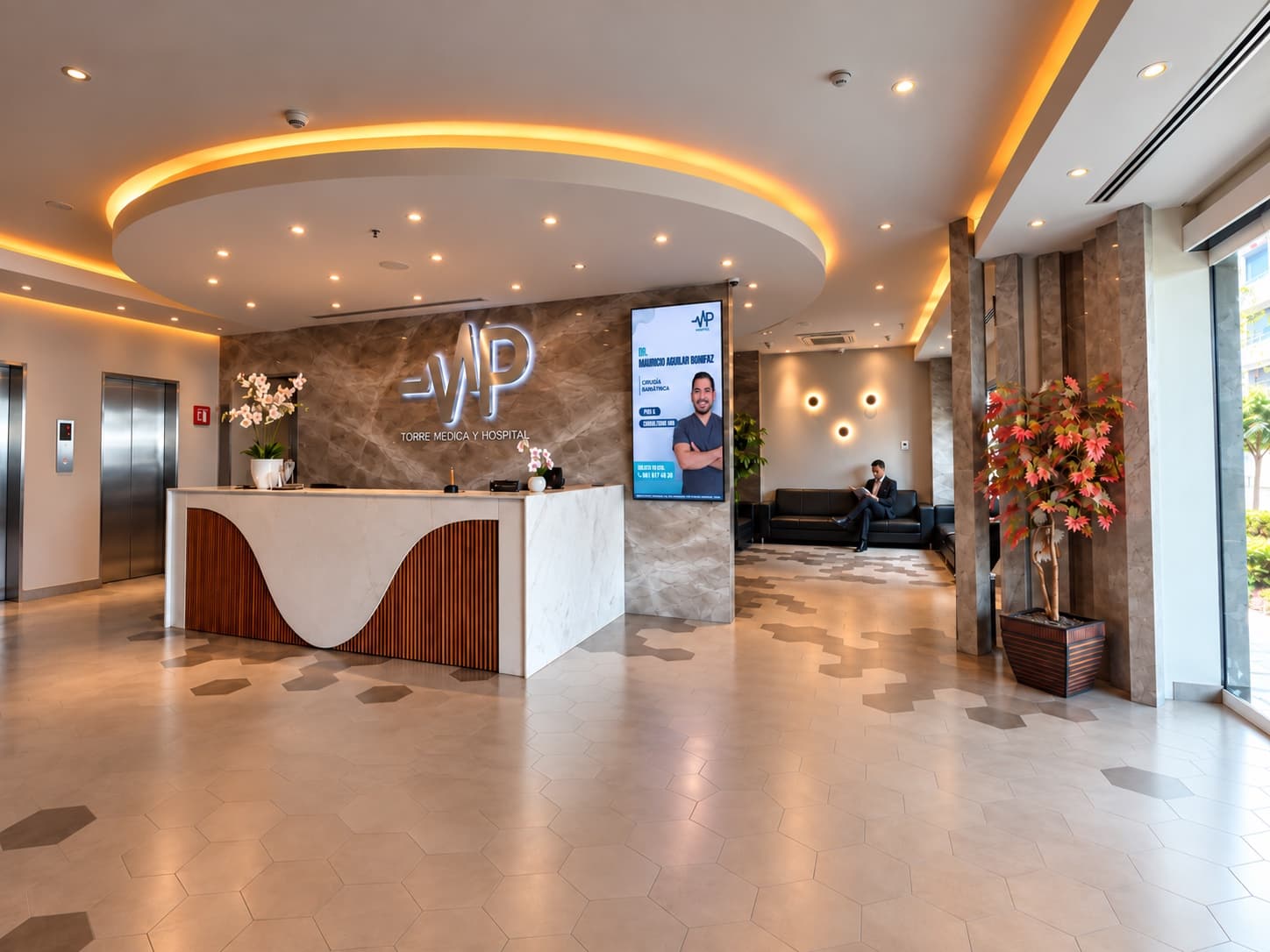 Recepción y lobby de VP Médica Hospital & Torre Médica